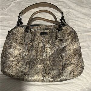 Coach Snakeskin Shoulder Bag in Gray and Cream